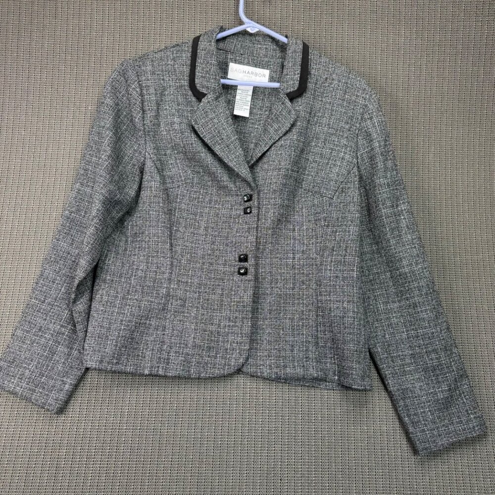 Sag Harbor Dress Gray Blazer Jacket Size 12 Womens Professional Wear - Picture 1 of 7